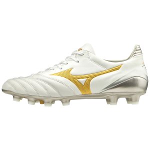 Mizuno Morelia Neo Kl II Ποδοσφαιρικα Παπουτσια Ανδρικα - Ασπρα/Χρυσο Χρωμα